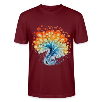 Colorful watercolor splashes - Stanley/Stella CRAFTER Unisex Organic T-Shirt - burgundy - Front - Alina (178cm) & Michal (187cm)