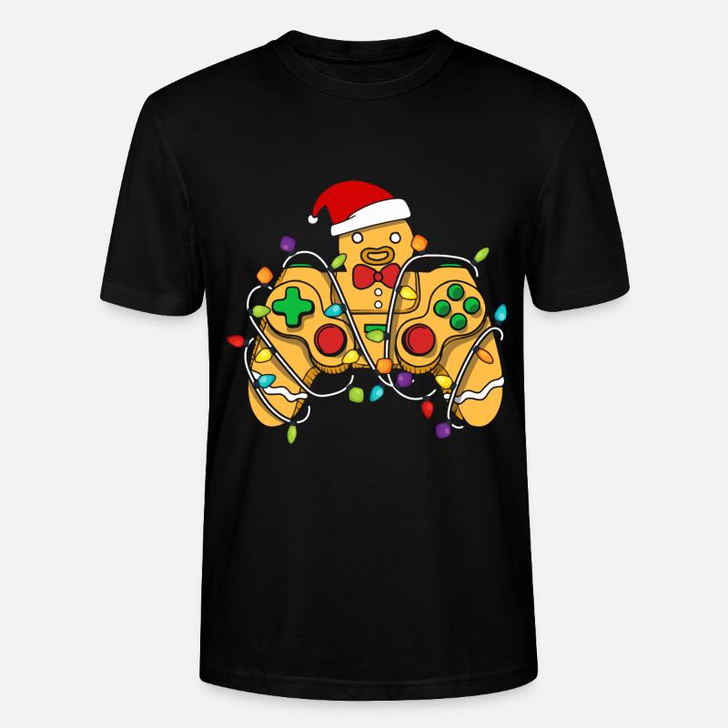 Christmas Gaming Controller Gingerbread - Stanley/Stella CRAFTER Unisex Organic T-Shirt - black