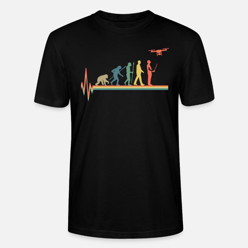 Evolution Drone Retro Heartbeat - Stanley/Stella Unisex Bio-T-Shirt CRAFTER - Schwarz