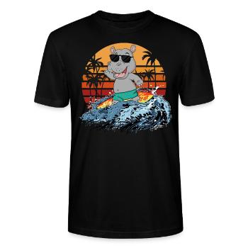 Nilpferd - Stanley/Stella Unisex Bio-T-Shirt CRAFTER - Schwarz - Vorne - Alina (178cm) & Michal (187cm)