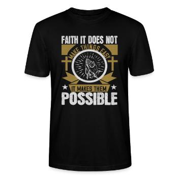 Christlicher Spruch – Geschenk für Christen - Stanley/Stella Unisex Bio-T-Shirt CRAFTER - Schwarz - Vorne - Alina (178cm) & Michal (187cm)