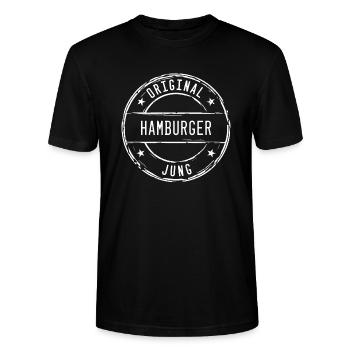 Hamburg - Original Hamburger Jung Junge Stempel HH - Stanley/Stella Unisex Bio-T-Shirt CRAFTER - Schwarz - Vorne - Alina (178cm) & Michal (187cm)