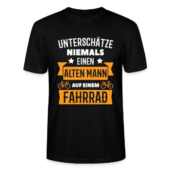 Alter Mann Fahrrad Radfahrer - Stanley/Stella Unisex Bio-T-Shirt CRAFTER - Schwarz - Vorne - Alina (178cm) & Michal (187cm)