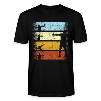 Flèche d'archer tir à l'arc rétro - T-shirt bio CRAFTER Stanley Stella Unisexe - noir - Devant - Alina (178cm) & Michal (187cm)