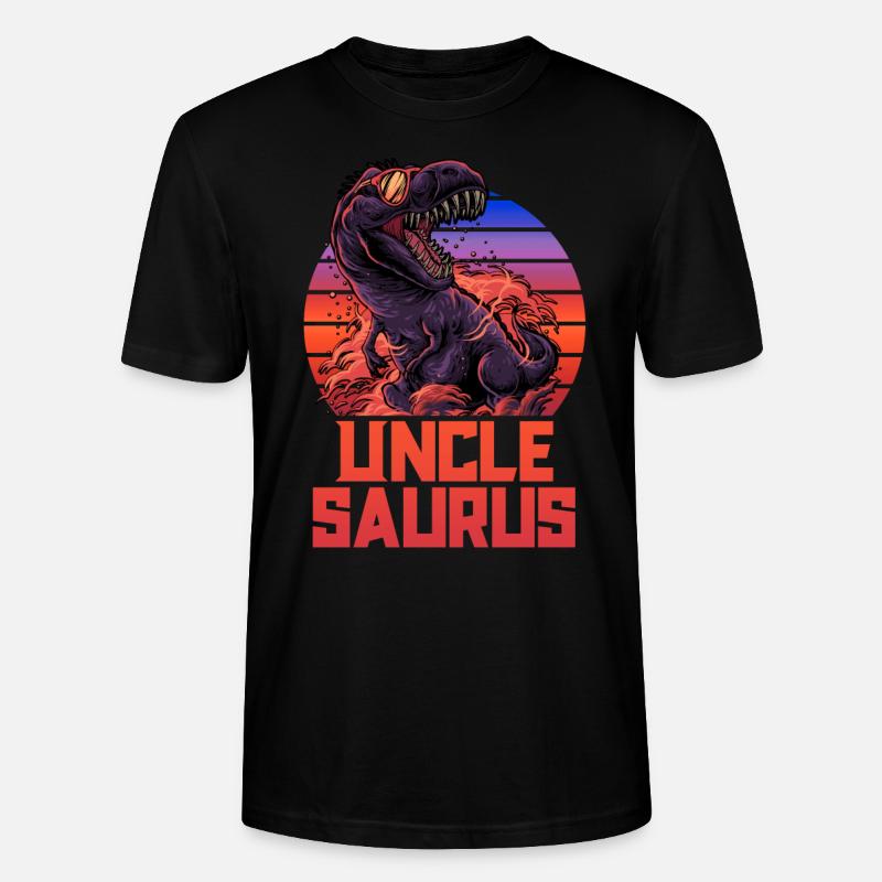 Unclesaurus TRex paita Uncle Saurus Retro 80s - Stanley/Stella CRAFTER unisex luomu-t-paita - musta