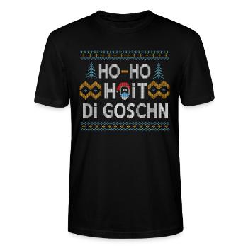 HO HO HOIT DI GOSCHN WEIHNACHTSPULLOVER GESCHENK - Stanley/Stella Unisex Bio-T-Shirt CRAFTER - Schwarz - Vorne - Alina (178cm) & Michal (187cm)