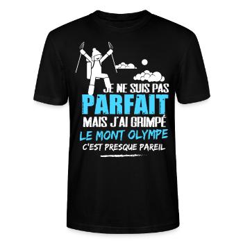 Mont Olympe cadeau drôle alpiniste - T-shirt bio CRAFTER Stanley Stella Unisexe - noir - Devant - Alina (178cm) & Michal (187cm)