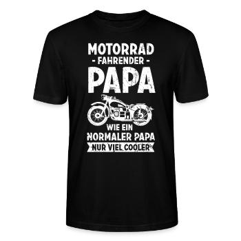 Motorrad Papa wie ein normaler Papa nur cooler - Stanley/Stella Unisex Bio-T-Shirt CRAFTER - Schwarz - Vorne - Alina (178cm) & Michal (187cm)