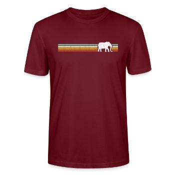 Vintage Elefant Afrika Zoo Elefanten Retro - Stanley/Stella Unisex Bio-T-Shirt CRAFTER - Burgunderrot - Vorne - Alina (178cm) & Michal (187cm)
