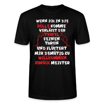 Wenn ich in die Hölle komme verlässt Teufel Thron - Stanley/Stella Unisex Bio-T-Shirt CRAFTER - Schwarz - Vorne - Alina (178cm) & Michal (187cm)