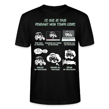 Tracteur agriculteur métier agriculture - T-shirt bio CRAFTER Stanley Stella Unisexe - noir - Devant - Alina (178cm) & Michal (187cm)