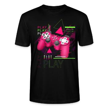 Brawling Play Brawl Gamer Zocken Gaming Game - Stanley/Stella CRAFTER Unisex Organic T-Shirt - black - Front - Alina (178cm) & Michal (187cm)