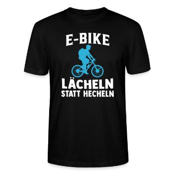 e bike Lächeln statt hecheln - Stanley/Stella Unisex Bio-T-Shirt CRAFTER - Schwarz - Vorne - Alina (178cm) & Michal (187cm)