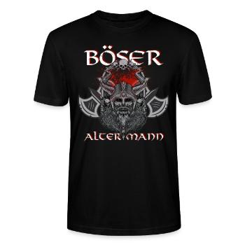 Böser alter Mann Totenkopf Skull Wikinger Viking - Stanley/Stella Unisex Bio-T-Shirt CRAFTER - Schwarz - Vorne - Alina (178cm) & Michal (187cm)