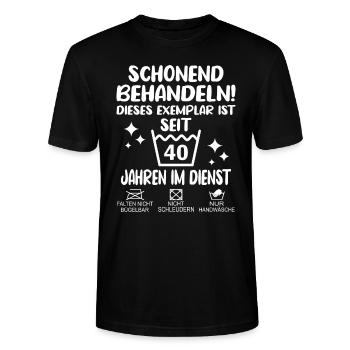 40 Jähriges Dienstjubiläum Firmenjubiläum Geschenk - Stanley/Stella Unisex Bio-T-Shirt CRAFTER - Schwarz - Vorne - Alina (178cm) & Michal (187cm)