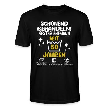 Goldene Hochzeit Ehemann 50 Hochzeitstag - Stanley/Stella Unisex Bio-T-Shirt CRAFTER - Schwarz - Vorne - Alina (178cm) & Michal (187cm)