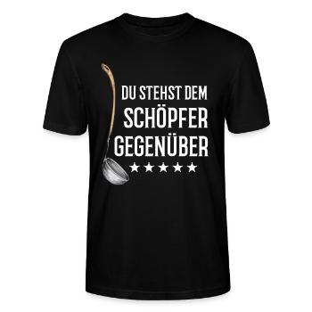 Lustiger Koch Spruch Köche Gastronomie - Stanley/Stella Unisex Bio-T-Shirt CRAFTER - Schwarz - Vorne - Alina (178cm) & Michal (187cm)