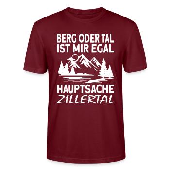 Zillertal Tirol Österreich - Stanley/Stella Unisex Bio-T-Shirt CRAFTER - Burgunderrot - Vorne - Alina (178cm) & Michal (187cm)
