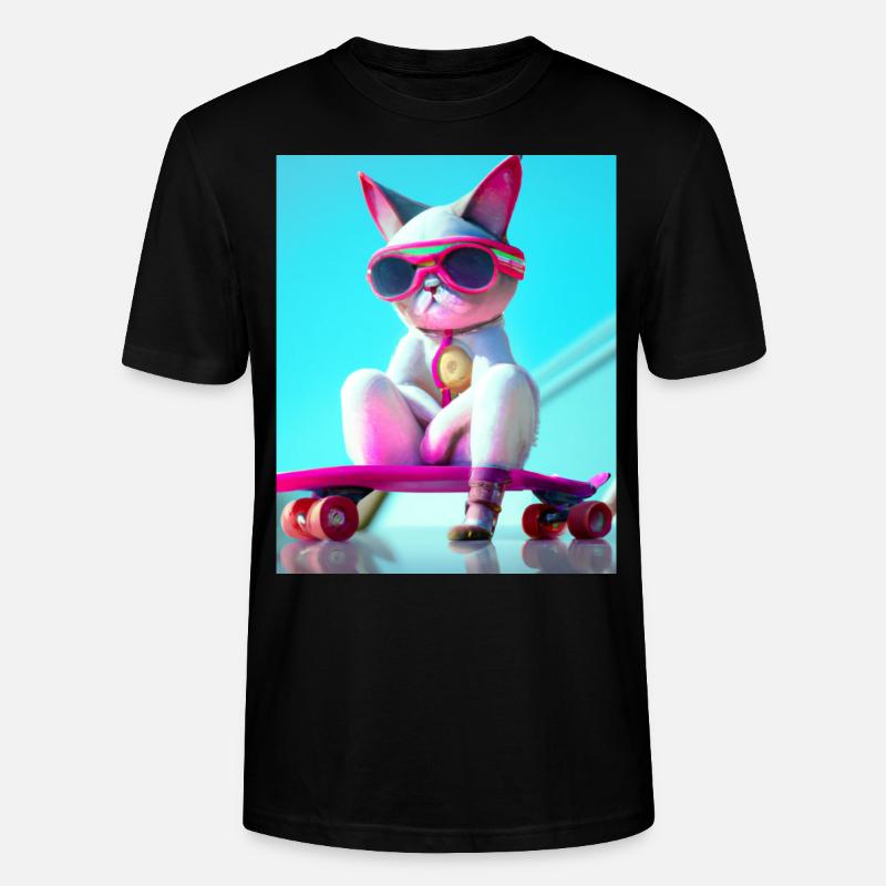 Coole Skateboard Katzen - Stanley/Stella Unisex Bio-T-Shirt CRAFTER - Schwarz