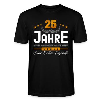 25. Jubiläum - Firmenjubiläum - Stanley/Stella Unisex Bio-T-Shirt CRAFTER - Schwarz - Vorne - Alina (178cm) & Michal (187cm)
