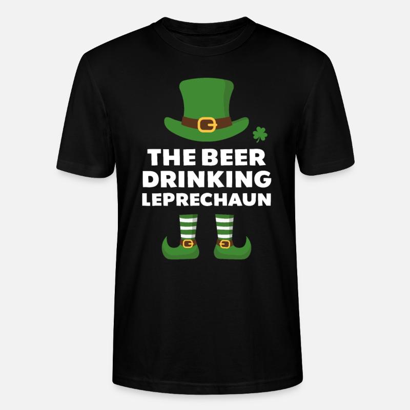 The Beer Drinking Leprechaun - Stanley/Stella CRAFTER Unisex Organic T-Shirt - black