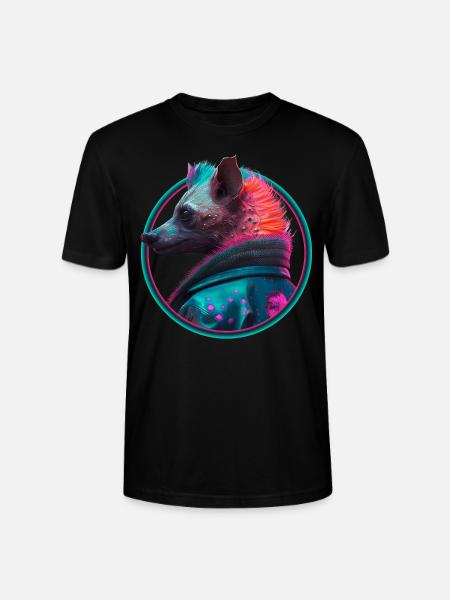 Punk hyena in leather jacket - Stanley/Stella CRAFTER Unisex Organic T-Shirt - black
