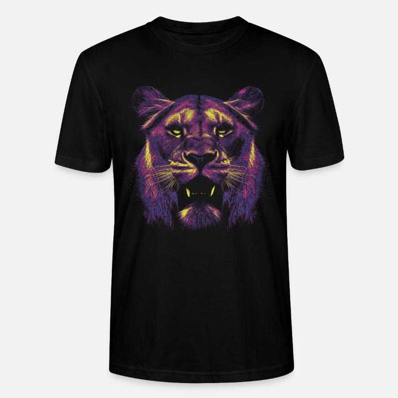 Farbiger Löwinnenkopf - Stanley/Stella Unisex Bio-T-Shirt CRAFTER - Schwarz