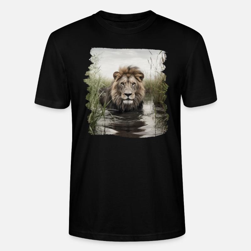 Löwen realistic Löwe - Stanley/Stella Unisex Bio-T-Shirt CRAFTER - Schwarz