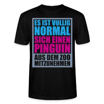 normal pinguin zoo mitnehmen | Farben änderbar - Stanley/Stella Unisex Bio-T-Shirt CRAFTER - Schwarz - Vorne - Alina (178cm) & Michal (187cm)