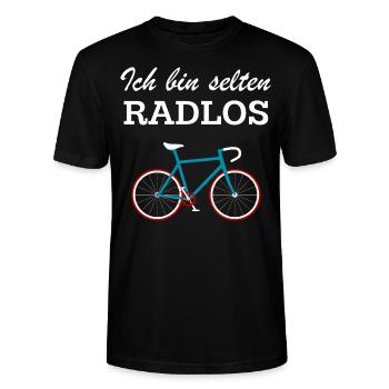 Ich Bin Selten Radlos Fahrrad Rennrad Rad Retro - Stanley/Stella Unisex Bio-T-Shirt CRAFTER - Schwarz - Vorne - Alina (178cm) & Michal (187cm)