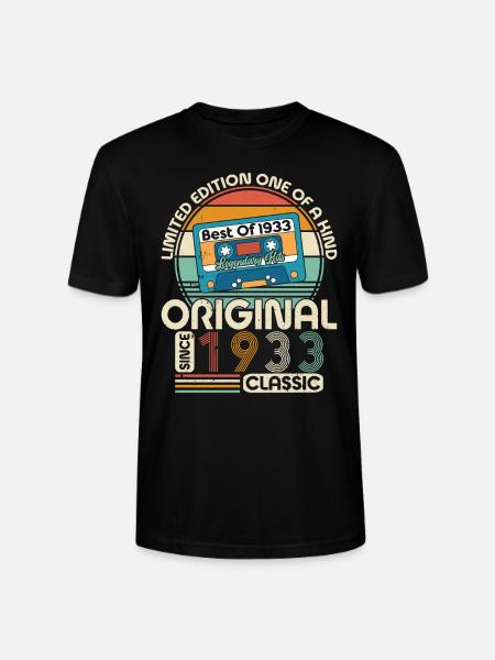 Millésime 1933 Anniversaire - T-shirt bio CRAFTER Stanley Stella Unisexe - noir