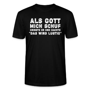 Göttlich Grinsen - Stanley/Stella Unisex Bio-T-Shirt CRAFTER - Schwarz - Vorne - Alina (178cm) & Michal (187cm)