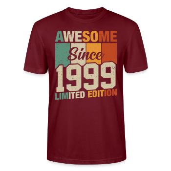 Année jubilaire 1999 - T-shirt bio CRAFTER Stanley Stella Unisexe - bordeaux - Devant - Alina (178cm) & Michal (187cm)