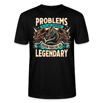Drachen Probleme Sind Legendär – Mittelalter - Stanley/Stella Unisex Bio-T-Shirt CRAFTER - Schwarz - Vorne - Alina (178cm) & Michal (187cm)
