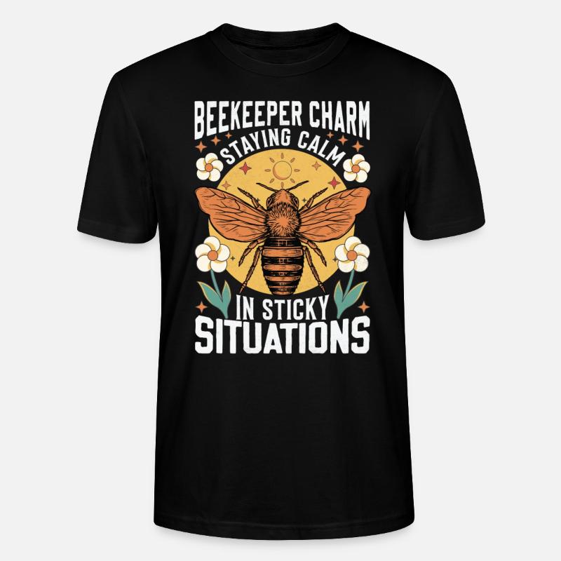 Beekeeper Charm – Sticky Situations - Stanley/Stella CRAFTER Unisex Organic T-Shirt - black