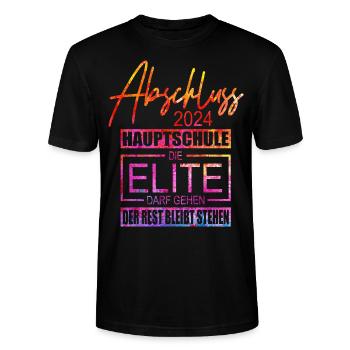 Abschluss 2024 Hauptschule - Stanley/Stella Unisex Bio-T-Shirt CRAFTER - Schwarz - Vorne - Alina (178cm) & Michal (187cm)