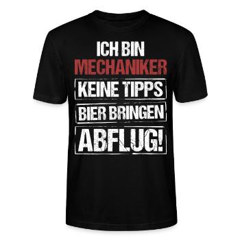 Ich bin Mechaniker - Bier bringen und Abflug - Stanley/Stella Unisex Bio-T-Shirt CRAFTER - Schwarz - Vorne - Alina (178cm) & Michal (187cm)