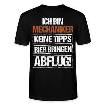 Ich bin Mechaniker - Bier bringen und Abflug - Stanley/Stella Unisex Bio-T-Shirt CRAFTER - Schwarz - Vorne - Alina (178cm) & Michal (187cm)