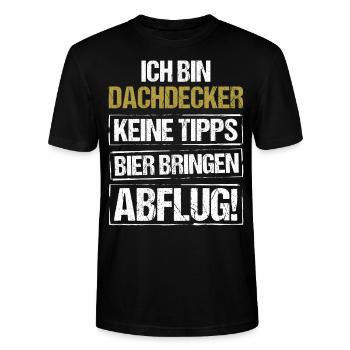 Ich bin Dachdecker - Bier bringen und Abflug - Stanley/Stella Unisex Bio-T-Shirt CRAFTER - Schwarz - Vorne - Alina (178cm) & Michal (187cm)