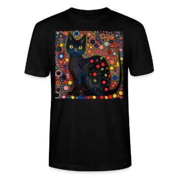 schwarze katze, katzen, bunt, tier, geschenk - Stanley/Stella Unisex Bio-T-Shirt CRAFTER - Schwarz - Vorne - Alina (178cm) & Michal (187cm)