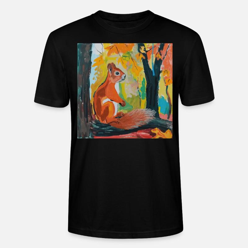 eichhörnchen, bunt, tier, geschenk, geschenkidee - Stanley/Stella Unisex Bio-T-Shirt CRAFTER - Schwarz