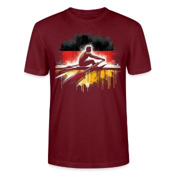 Drapeau de l’Allemagne aviron mâle - T-shirt bio CRAFTER Stanley Stella Unisexe - bordeaux - Devant - Alina (178cm) & Michal (187cm)