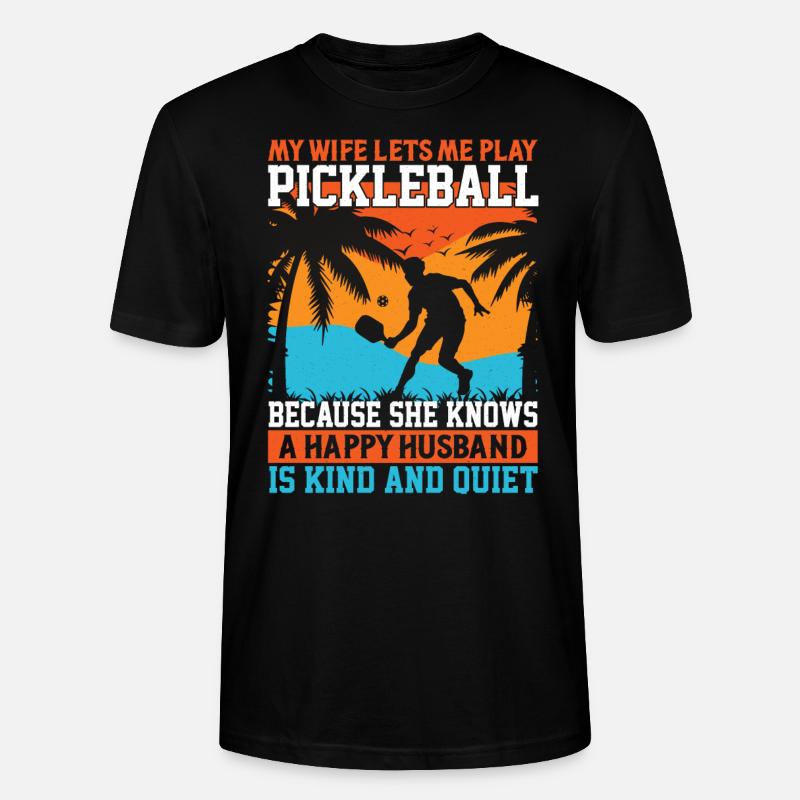 Pickleball-spieler-ehemann Liebt - Stanley/Stella Unisex Bio-T-Shirt CRAFTER - Schwarz