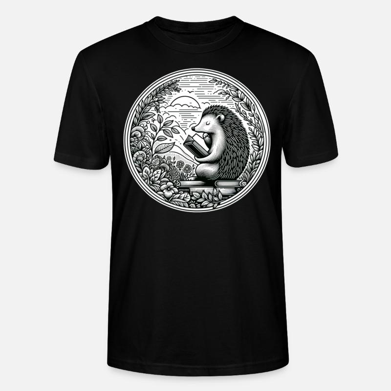 Igel-wildnis-buchleseillustration - Stanley/Stella Unisex Bio-T-Shirt CRAFTER - Schwarz
