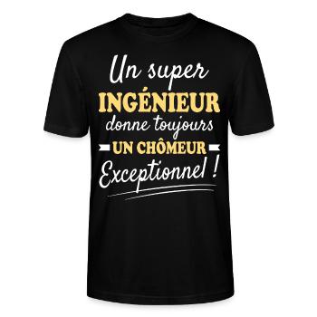 Exceptionnel Ingénieur Chômeur - T-shirt bio CRAFTER Stanley Stella Unisexe - noir - Devant - Alina (178cm) & Michal (187cm)