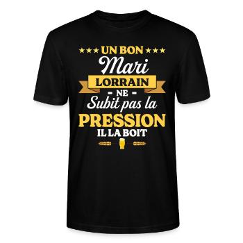 Mari Lorrain Compagnon Humour Mari - T-shirt bio CRAFTER Stanley Stella Unisexe - noir - Devant - Alina (178cm) & Michal (187cm)