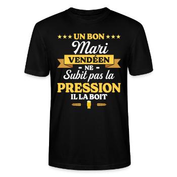 Mari Vendéen Compagnon Humour Mari - T-shirt bio CRAFTER Stanley Stella Unisexe - noir - Devant - Alina (178cm) & Michal (187cm)