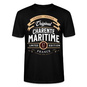 Charente-Maritime Département France - T-shirt bio CRAFTER Stanley Stella Unisexe - noir - Devant - Alina (178cm) & Michal (187cm)