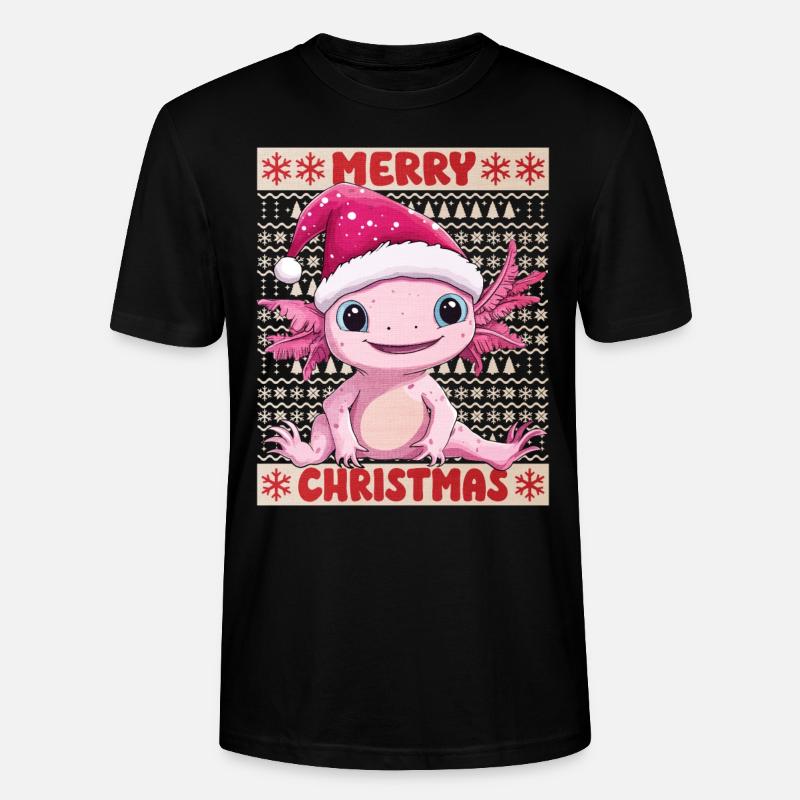Axolotl Noël laid Noël mignon - T-shirt bio CRAFTER Stanley Stella Unisexe - noir