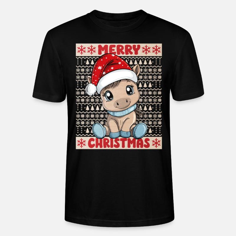 Cheval Noël Mignon Noël mignon - T-shirt bio CRAFTER Stanley Stella Unisexe - noir